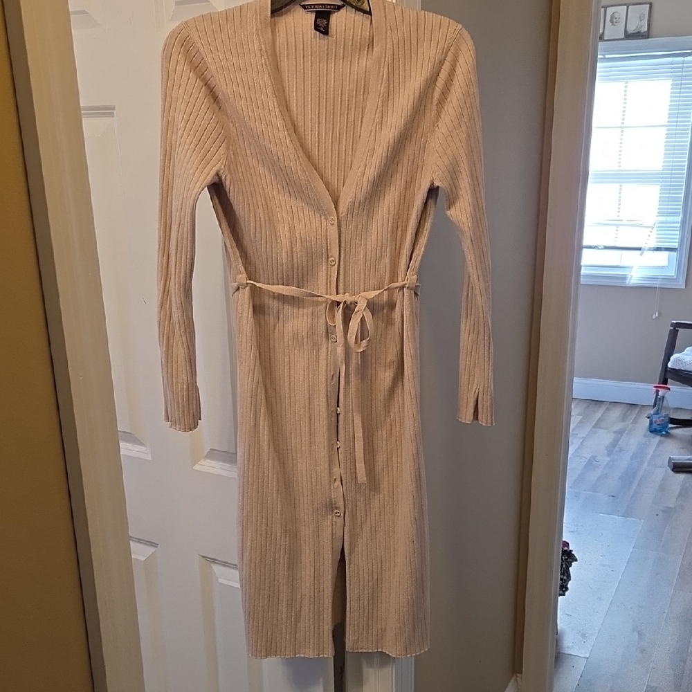 $5/$25- Victoria's Secret Cream Long Sleeve Cardigan Dress